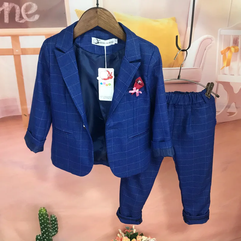 2021 Flower Boys Formal Jacket+Pants 2Pcs Mariage Clothing Set Enfant Kids Wedding Suit Children Gentleman Performance Dress