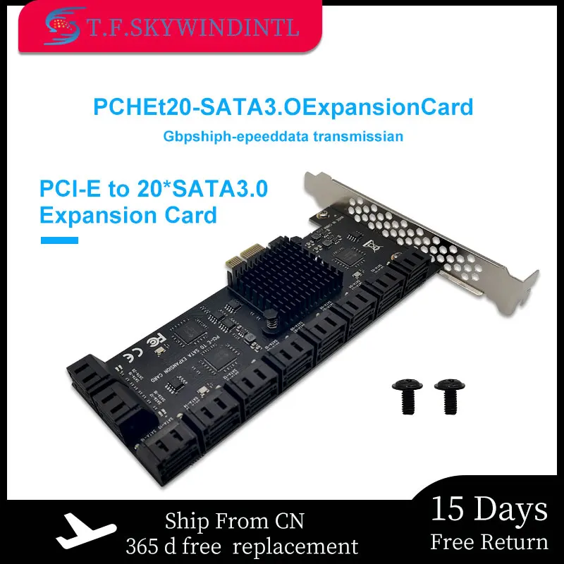 Chia Mining 20 Ports SATA 6Gb to PCI Express Controller Expansion Card PCIe to SATA III Converter PCIE Riser Adapter for PC NEW