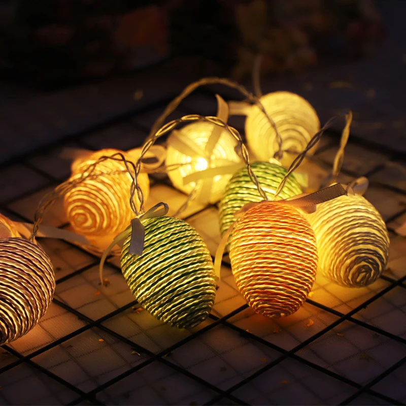 PheiLa LED Cotton Thread Egg String Light Easter Creative Lamp String Powered by Battery for Easter Indoor Room Home Decoration