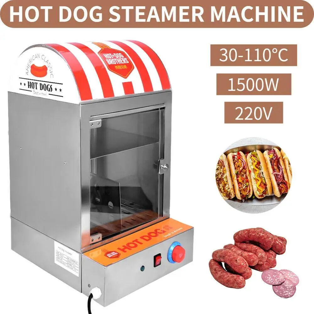 110V/220V Commercial Electric Sausage Hot Dog Cooker Hot Dog Steamer Bun Warmer Sausage Warmer US EU Stock