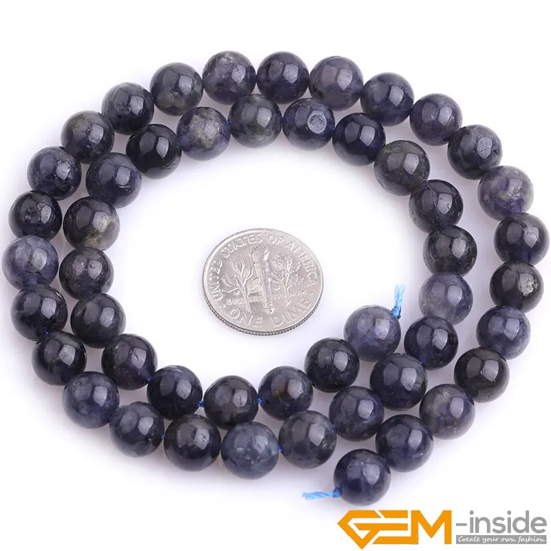 AAA Sapphires Blue Natural Stone Cordierite/Iolite/Dichroite Round Loose Spacer Beads For Jewelry Making Strand 15 Inch 6 8 10mm