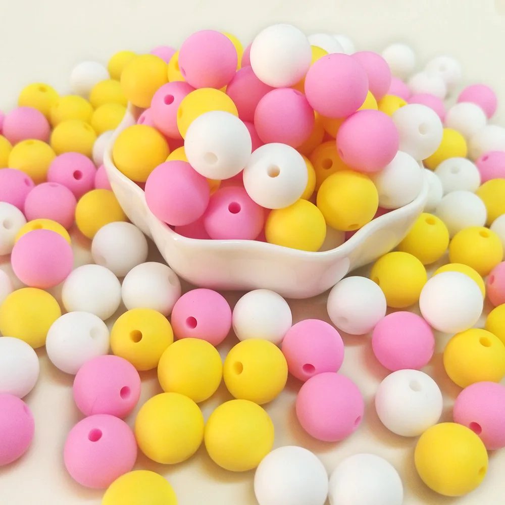 BOBO.BOX 15mm 10pcs/lot Silicone Beads Baby Teething Beads Baby Teether Safe Food Grade Nursing Chewing Round Fashion Beads