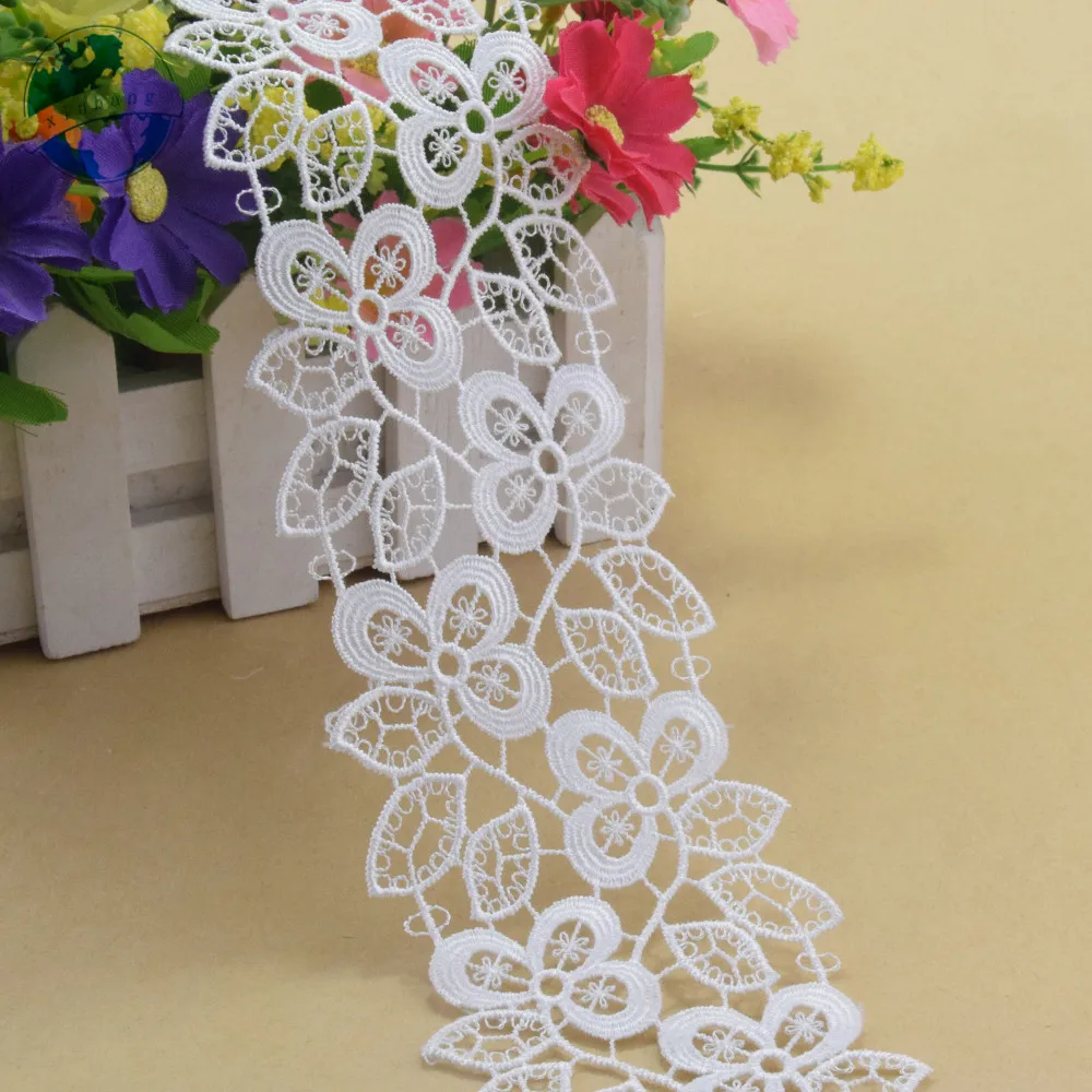 6.5cm poliestere bianco ricamo pizzo francese pizzo nastro tessuto guipure fai da te trim ordito maglieria accessori per cucire #4196