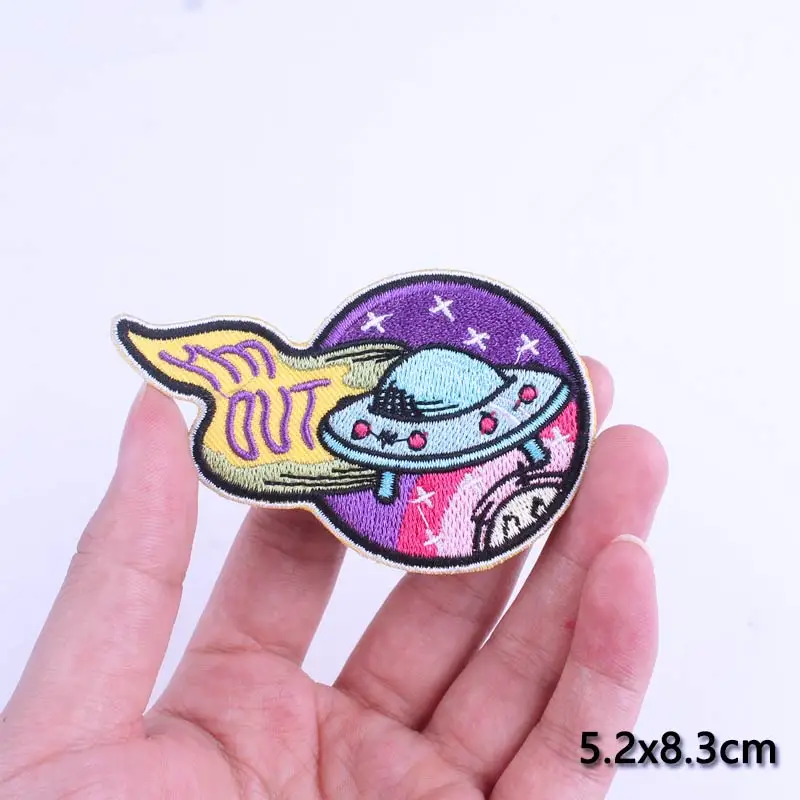 UFO Alien Patches Stickers Iron On Patches For Clothing Space Embroidered Badge Patches Applique Jacket Accessories Parches DIY