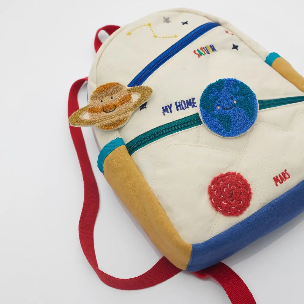 Stitching canvas bag star ball embroidery backpack backpack