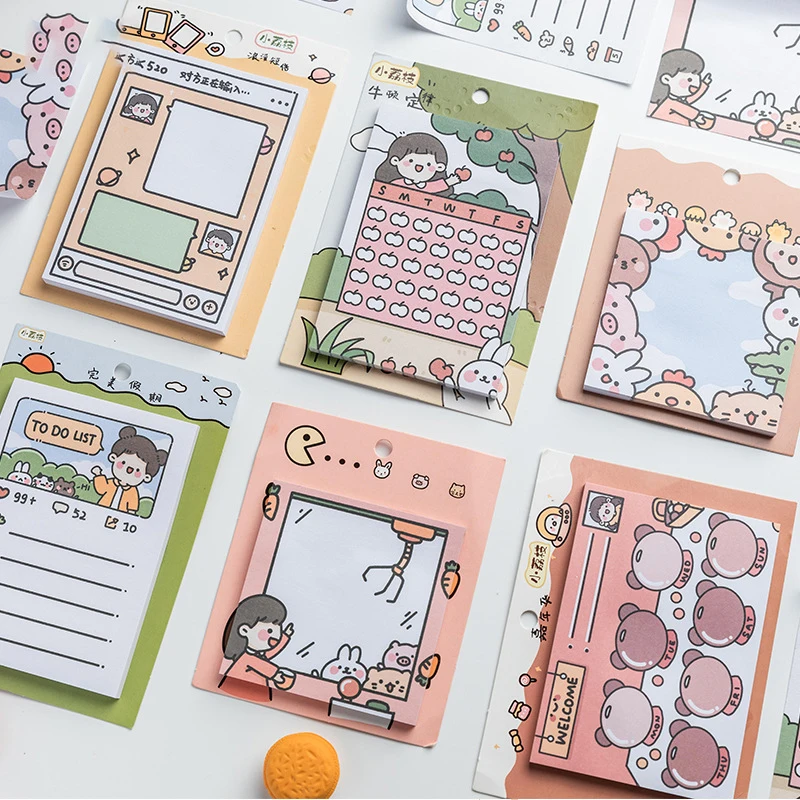 50 Pcs Kawaii Girl Sticky Notes Memo Pad Message Notepad Decorative Scrapbooking Diary Album Stationery School Supplies