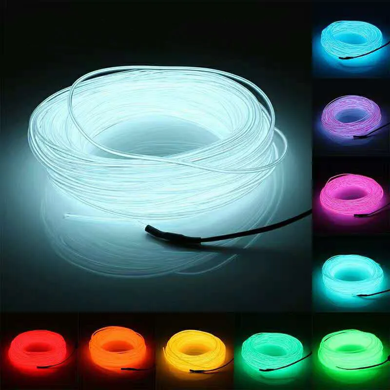 1M/2M/3M/5M/10M Flexible Neon Light Glow EL Wire Rope Tube LED Strip Waterproof Neon Lights For Dancing Shoes Clothing Car