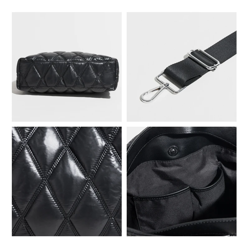 MABULA-Sac à Main Matelassé en Nylon pour Femme, Fourre-Tout Simple, de Luxe, de Styliste, avec Plumes, Rembourré, Bandoulière, Oreiller, Collection