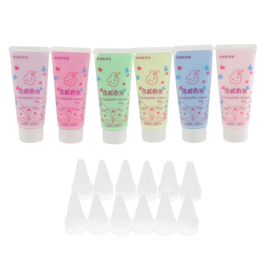 6 Pieces Fake Whipped Cream Clay Kawaii Cell Phone Case Decoration DIY Craft Supplies 50g