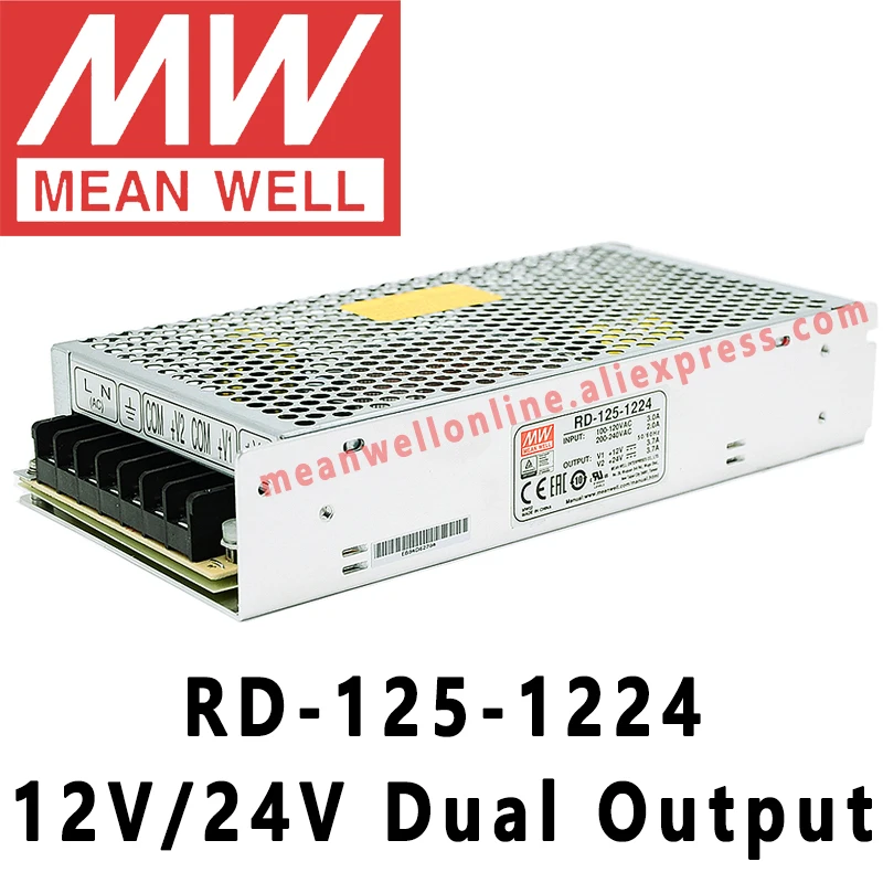 Mean Well RD-125-1224 133.2W 12V/24V Dual Output Switching Power Supply meanwell AC/DC 3.7A