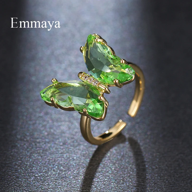 Emmaya Fascinating Butterfly Appearance Adjustable Ring Girls Gorgeous Decoration Fashion Party Multicolor Choice Fancy Jewelry