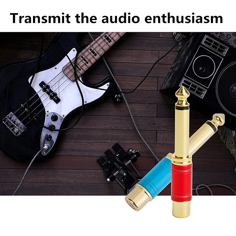 2PC 6.35mm Audio Connector Jack Plug 1/4'' Male To RCA Audio Cable Adapter Female Gold-plated Plug For Guitar Amplifier Mixer