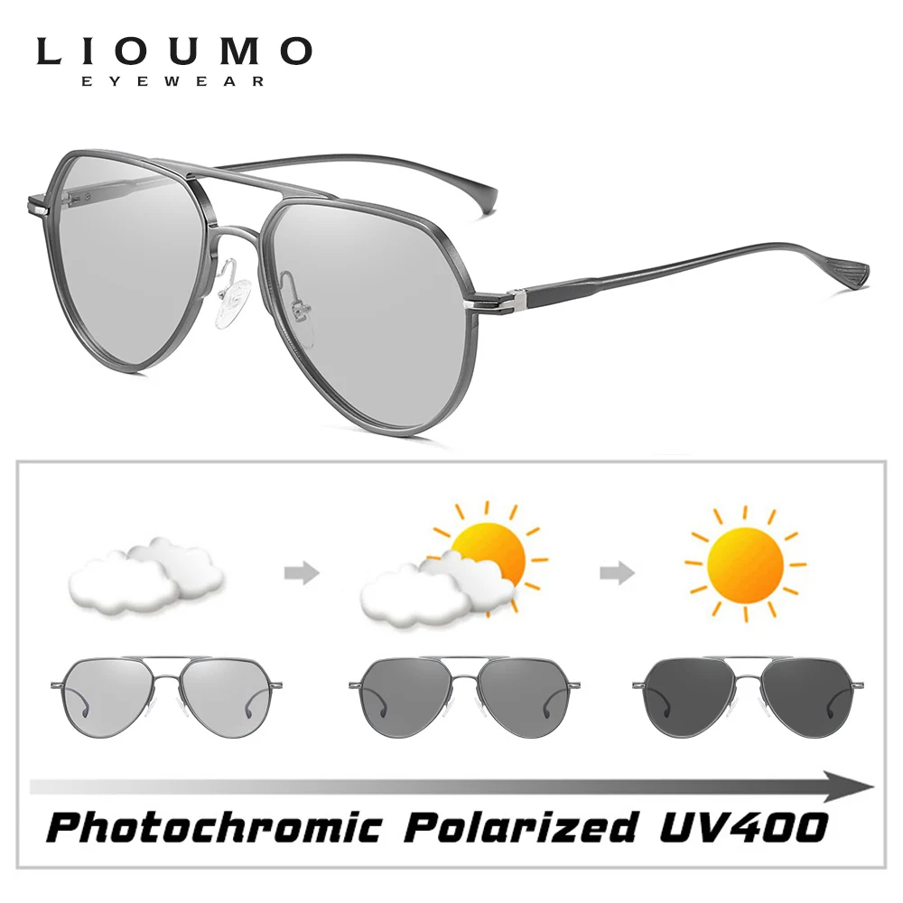 LIOUMO Brand Sunglasses For Men Polarized Photochromic Driving Glasses Women Eyewear Chameleon Anti-Glare Lens gafas de sol