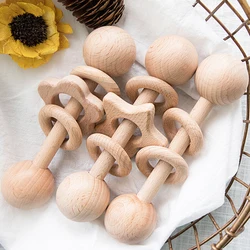 Wood Rattle Baby Toys Montessori Ball Baby Play Gym Teething Ring BPA Free Food Grade Infant Shower Toy Newborn Gifts Rattle