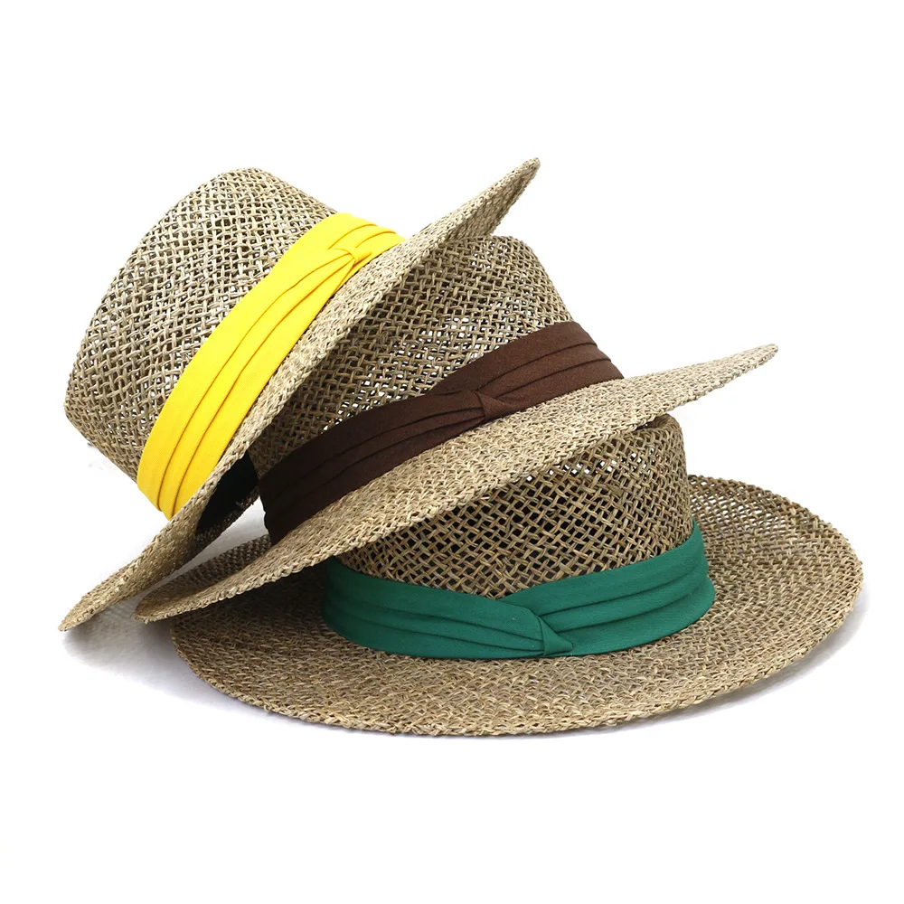 

Hot Sell Handwork West Cowboy Natural Angelica Straw Hat Classics Wide Brim Flat Top Retro Straw Caps For Women Summer Outdoor