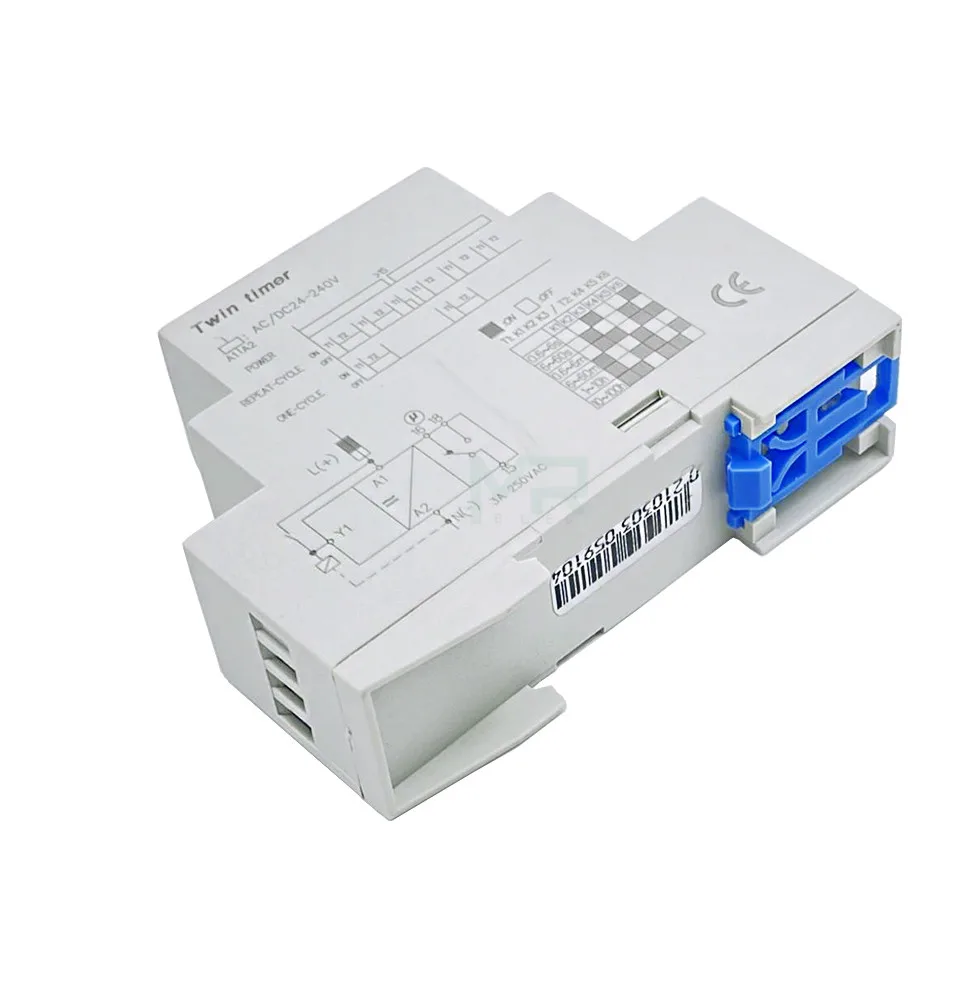 DHC19S-S Double Set Repeat Cycle DIN Rail Mouting Time Relay AC/DC24-240V Input Timer