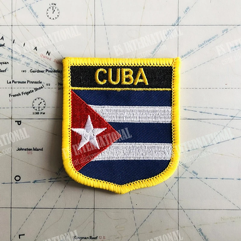 CUBA National Flag Embroidery Patches Badge Shield And Square Shape Pin One Set On The Cloth Armband Backpack Decoration Gifts