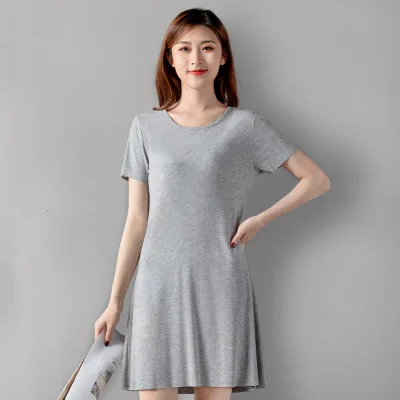 Modal Cotton Nightgowns Women Short-sleeved Large Size Nightdress Nightwear Bottoming Dress Women\'s Sleepwear Nightshirt M-5XL