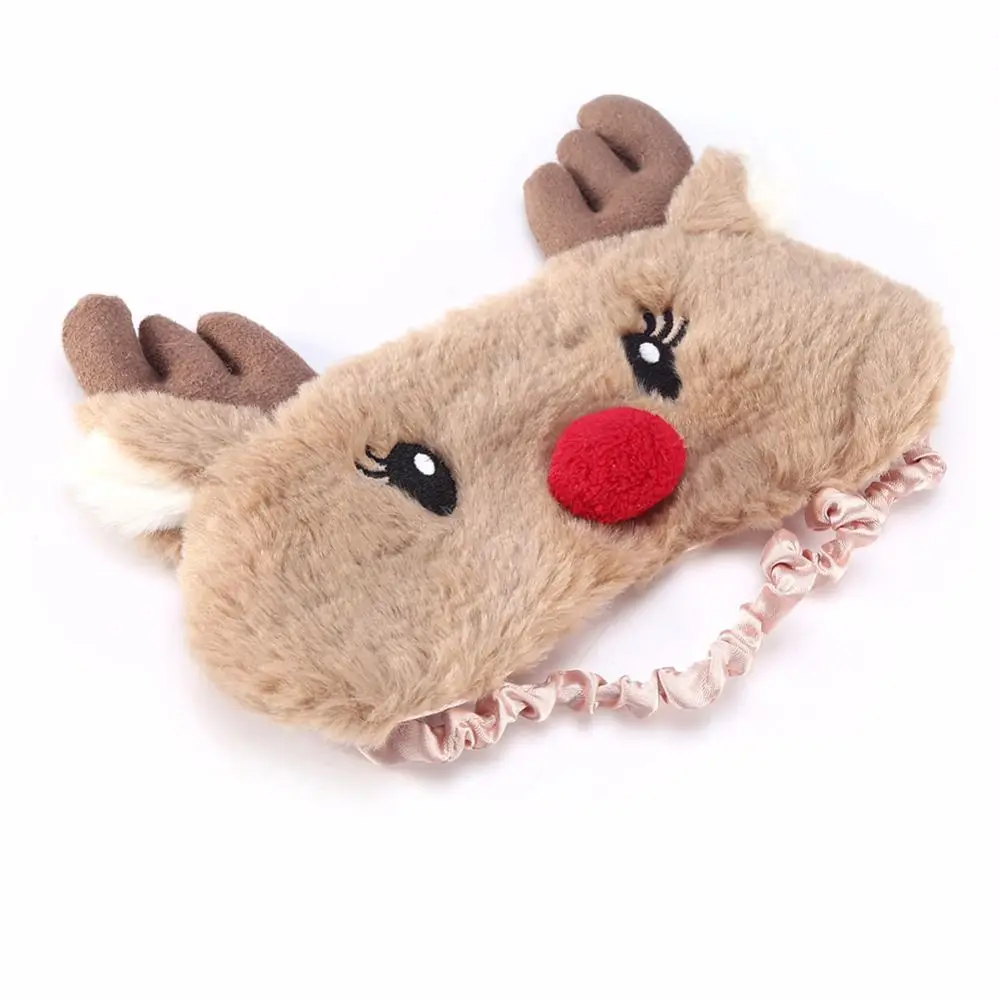 Christmas Deer cute animal eye cover Plush Fabric Sleeping Mask Eyepatch Winter Cartoon nap Eye Shade for Christmas gift