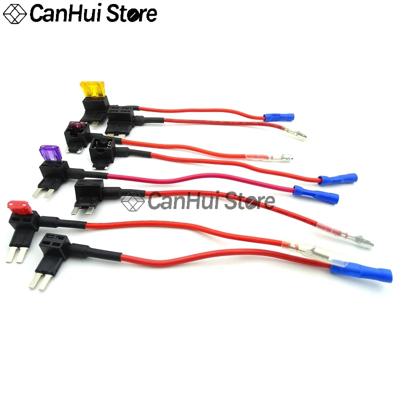 12V Mini Small Medium Size Car Fuse Holder Add-a-circuit TAP Adapter with 10A Standard ATM Blade Fuse Take Electrical Appliances