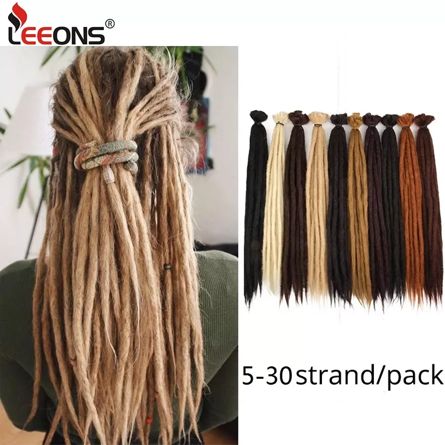 Leeons capelli sintetici Dreadlocks fatti a mano estensioni dei capelli capelli all\'uncinetto nero marrone 1 fili Dreadlock per donne e uomini 20