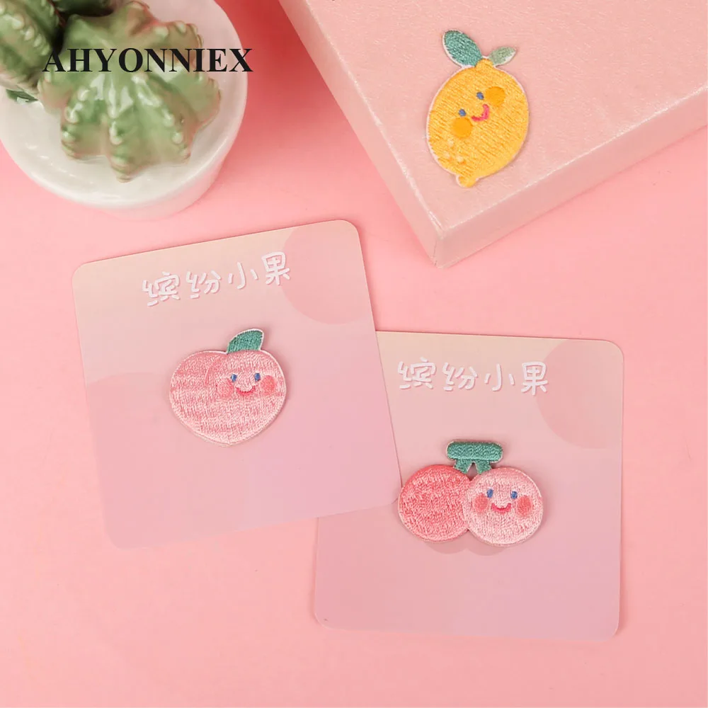 AHYONNIEX Mini Strawberry Lemon Iron on Patches for Clothing Bag Patchwork Sewing Applique Fabric Parches DIY Clothes Stickers