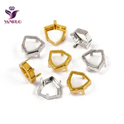 YANRUO 4706 impostazioni artiglio vuoto in rame Trilliant per pietre fantasia argento oro Set saldamente piedistallo