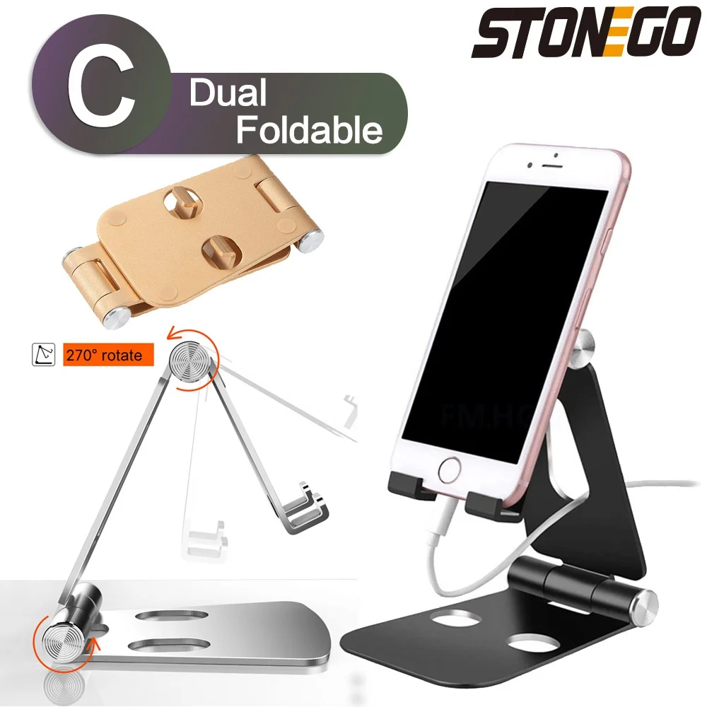 STONEGO Phone Holder Stand for iPhone 11 Xiaomi mi 9 Metal Phone Holder Foldable Mobile Phone Stand Desk For iPhone 7 8 X XS