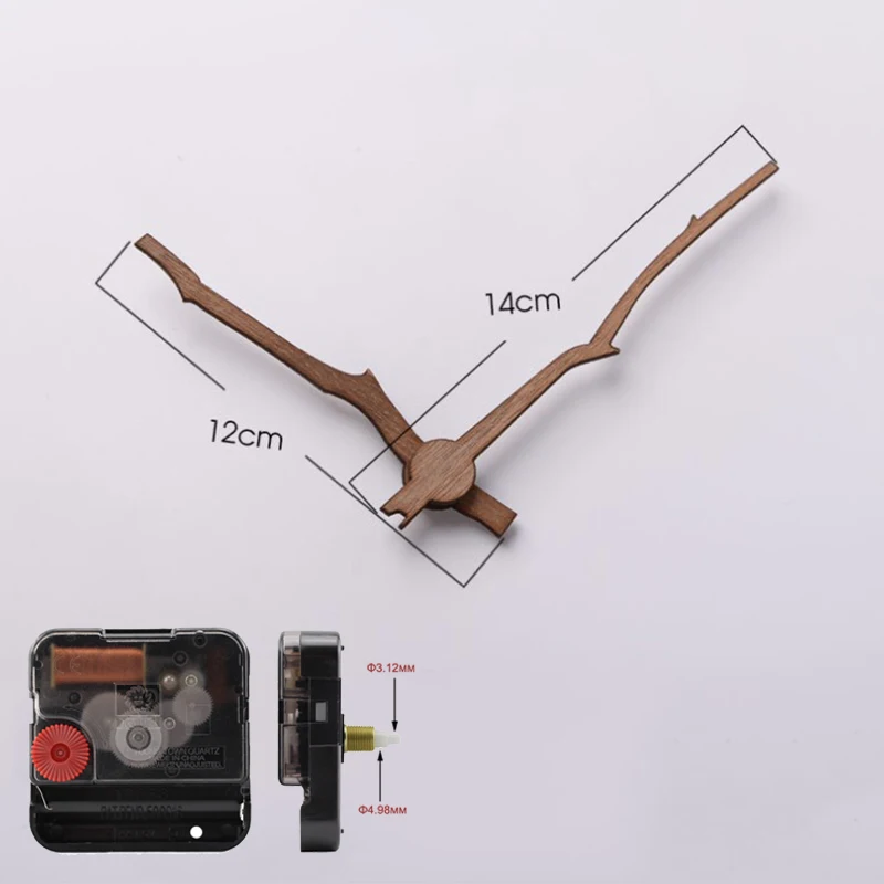 10sets/lot Wooden Hands with 12888 Step Clock Movement for Wall Clock Wood Pointer reloj de pared Repair Kit 14inch