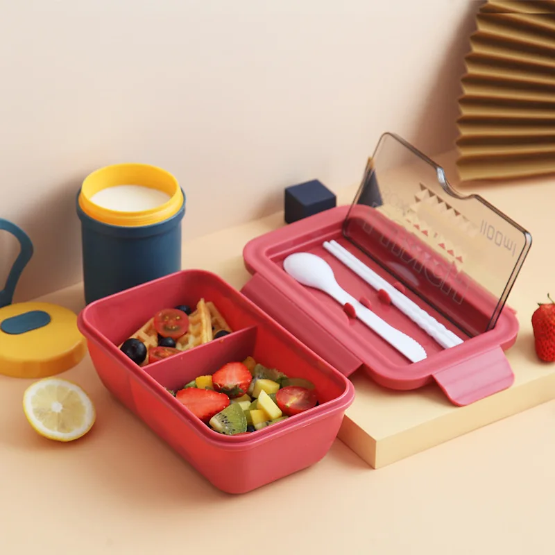 1100ml Eco-friendly Material Lunch Box BPA Free Bento Box Microwave Food Container with Cutlery