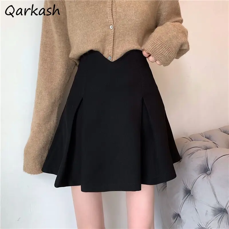 Skirts Women Trendy Student Mini Pleated All-match Streetwear Solid Ulzzang Summer Elegant Female Retro New Arrival Chic Simple