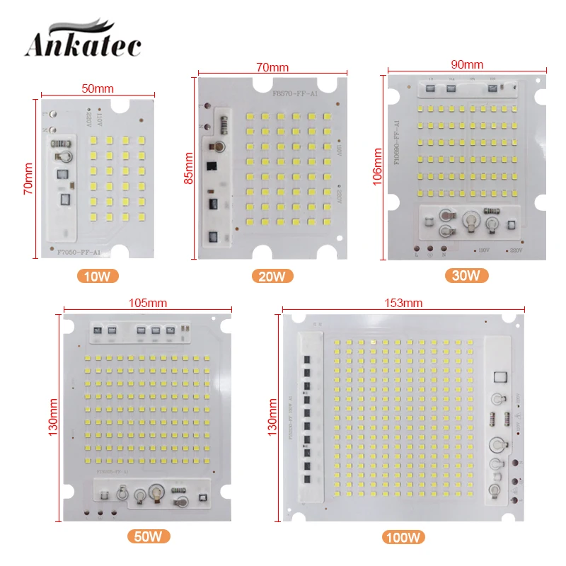 インテリジェントLEDスポットライト,10w,20w,30w,50w,100w,smd2835チップ,パール,AC 220v,diy屋外電球,クールホワイト