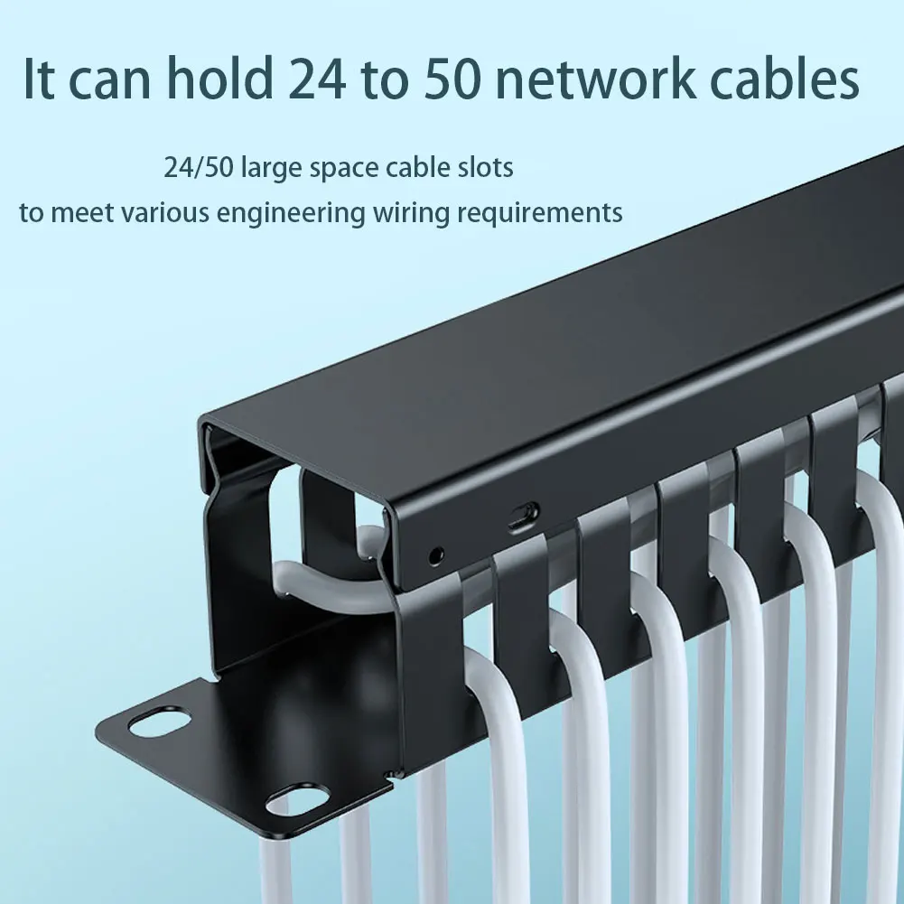 Cable Management Rack Horizontal Mount Cable Clips Rail 1U 20 Slots Distribution Frame Jack Modular Distribution Frame