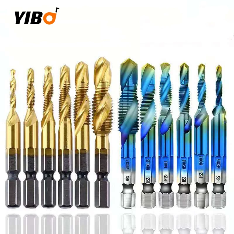 M3-M10 Tap Drill Bits Shank Titanium Coated HSS Drilling Tap Bits Thread Screw Tools Machine Taps