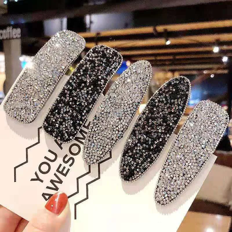 New Korean Fashion Colorful Broken Rhinestone Crystal Cute Oval Hairpins Barrettes Hair Clip For Girl Women\'s Hair Accessories