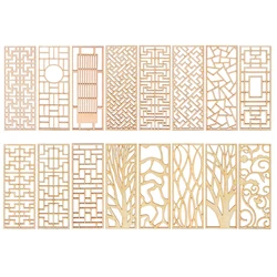 4pcs Wooden Miniature Partition Screen Dollhouse Room Divider Accessories for Miniature Scene Decor & DIY Layout