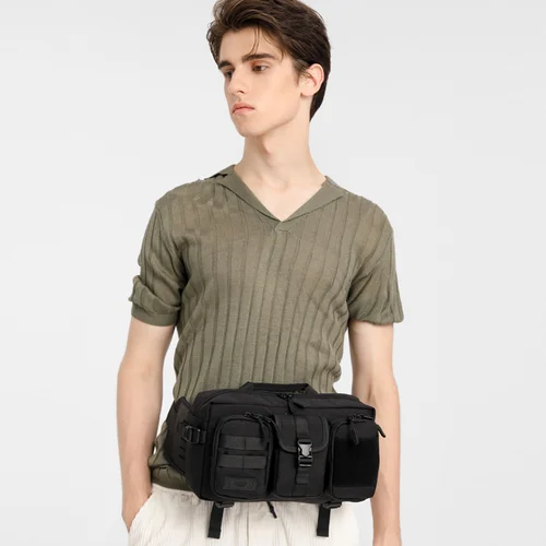 Imagen 2 del producto OZUKO, riñonera para hombre, bolsas de pecho para deportes al aire libre a la moda, riñonera impermeable para hombre, bolso cruzado de cadera, bolsa grande Molle