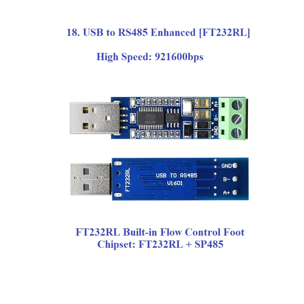 USB to RS485 RS422 Module Adapter, USB to 485 422 Communication Module Converter with FT232 CP2102 CH340 Chip