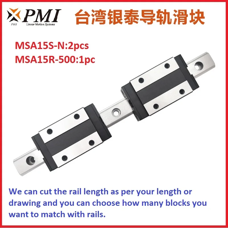 

100% brand new original genuine PMI brand linear guide 2pcs MSA15S-N block match with 1pc 500mm length rail