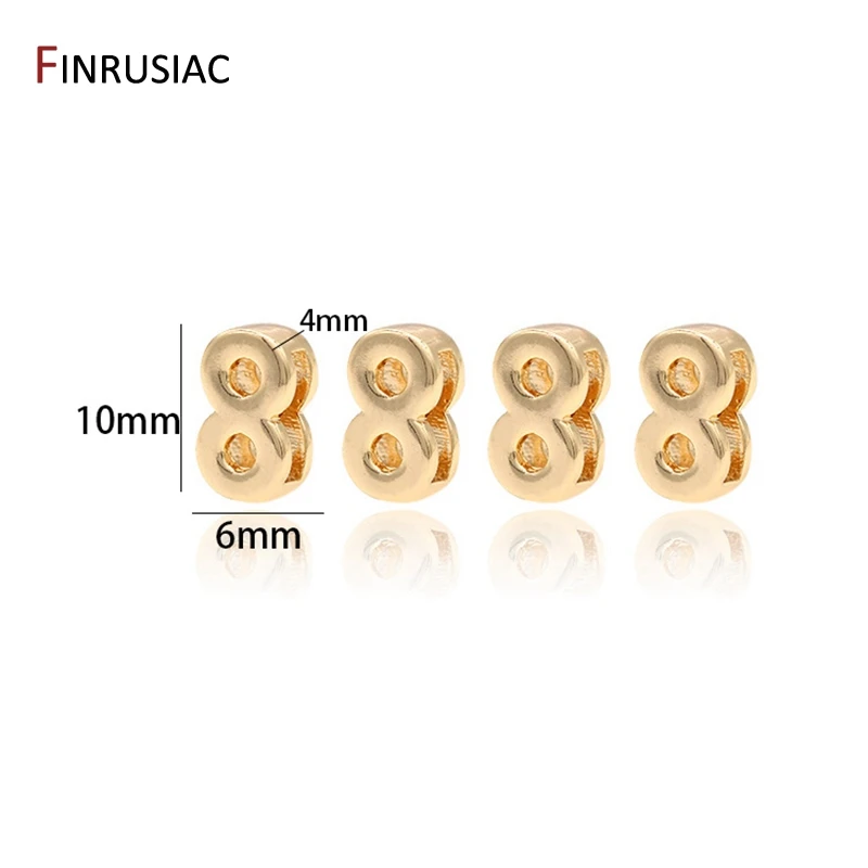 Simple Number 0-9 Number Beads Pendant For Beaded Bracelet Jewelry Making, Gold Plated Handmade DIY Beads Jewelry Accessories