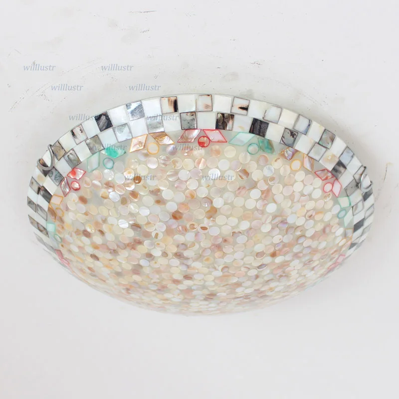 

Creative Sea Shell Ceiling Lamp Pastoral Handmade Light Hotel Nursery Corridor Balcony Living Bedroom Art Deco Glass Lighting