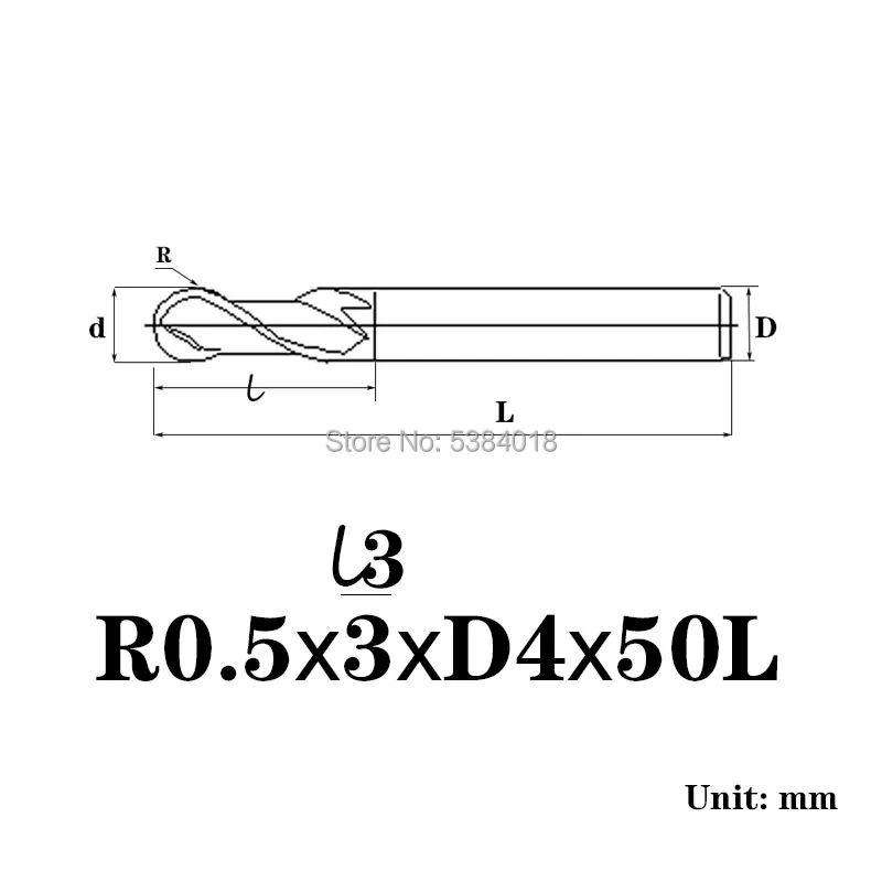 TuGe HRC55 2 Flute Carbide Tungsten Steel Milling Cutter Hard Alloy Milling Tools R2 R3 R4 D8 Ball Nose End Mill For Metal