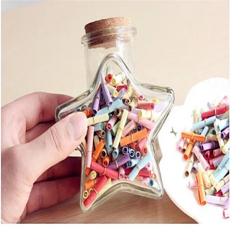 Small Size Wishing Bottle Five-Pointed Star Lucky Star Bottle Starfish Drifting Cork Glass Souvenirs for new year 2022