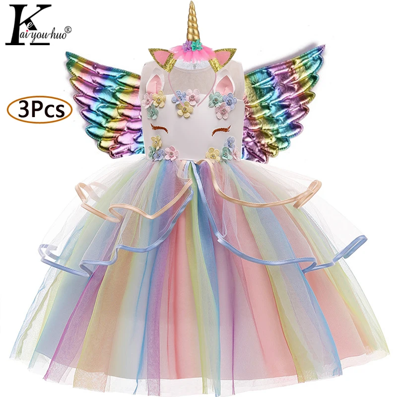 2 to 10 Year Carnival Unicorn Dress Princess Dress Kids Dresses For Girls Costume Children Birthday Dress Wedding Dress Vestidos