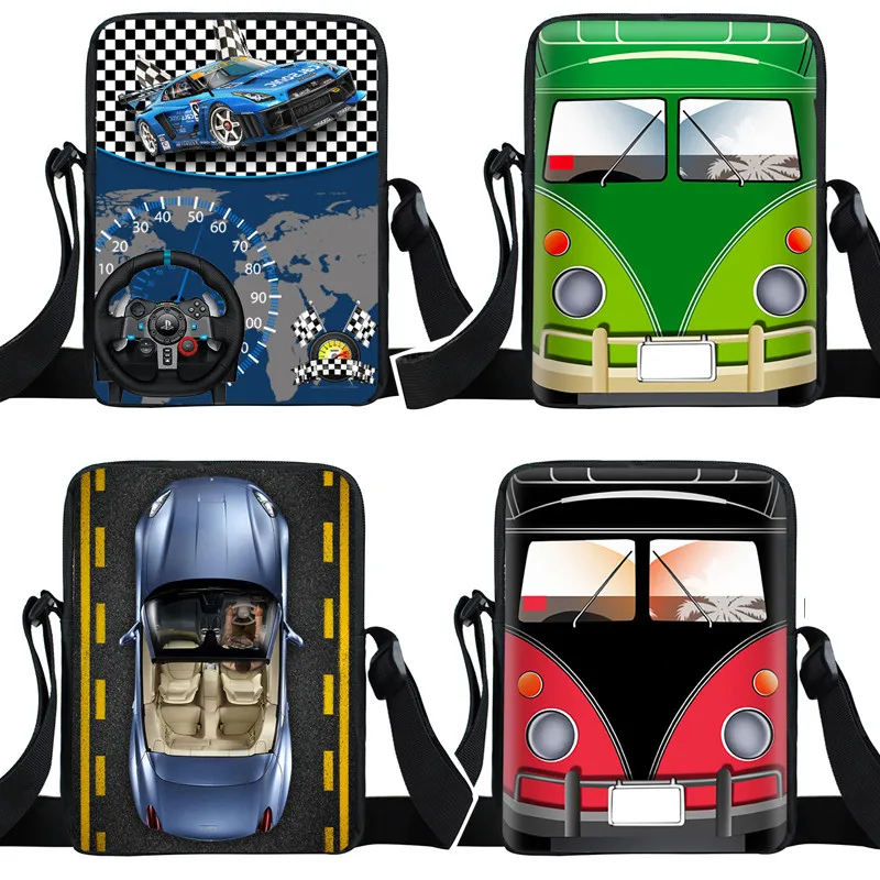 Racing Car Children School Bags Kawaii Messenger Bag Boys Shoulder Bags for Travel Kdis Bookbag Small Crossbody Bag Gift