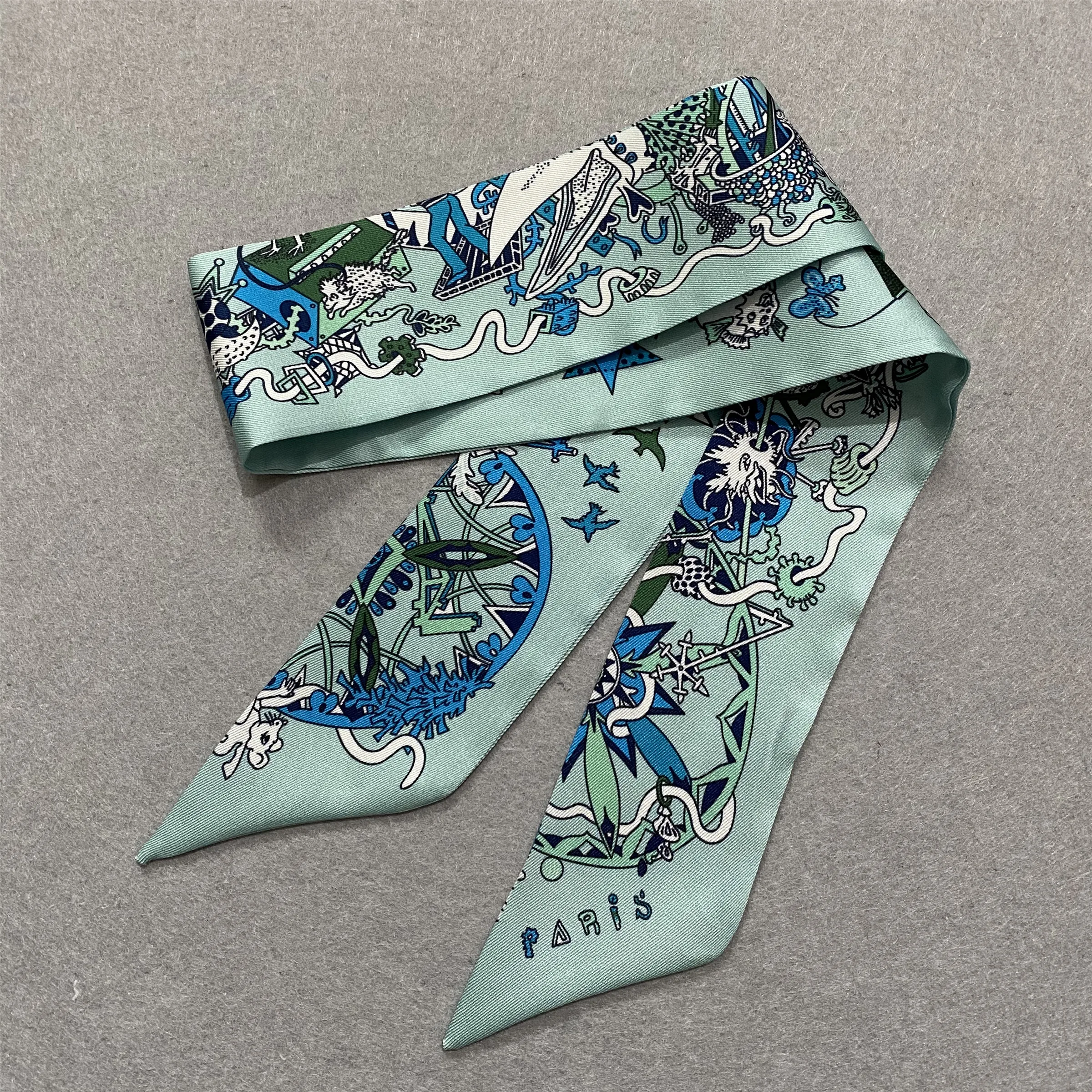 2023 Design Spring Skinny Scarf Women Silk Scarf For Ladies Luxury Brand  Letter Neck Bag Scarves Hair Foulard Headband