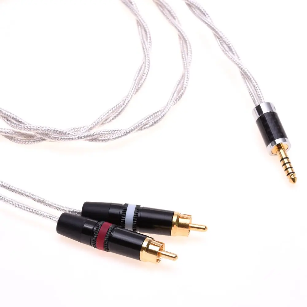 Cavo schermato placcato argento trasparente da 4,4 mm maschio a RCA maschio compatibile per iFi Sony NW-WM1Z 1A MDR-Z1R TA-ZH PHA-2