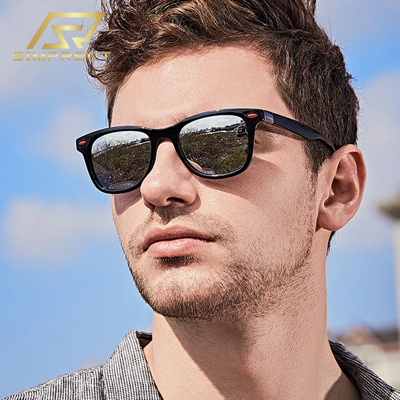 

SIMPRECT Polarized Sunglasses For Men 2023 Luxury Brand Designer Mirror Square Sun Glasses Fashion Vintage Lunette De Soleil