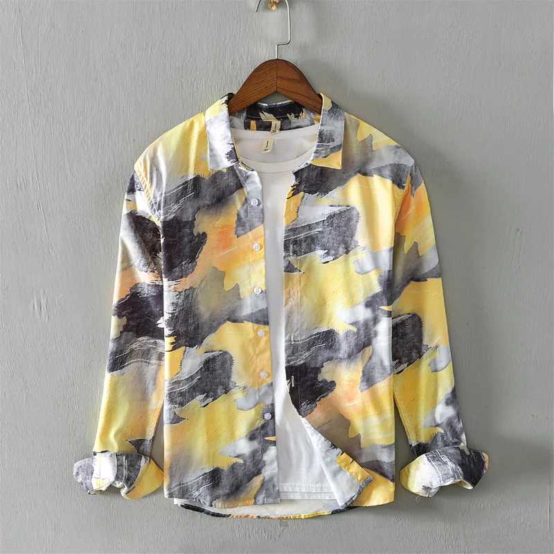 

New printed long-sleeved casual shirt men autumn fashion shirts for men fashion comfortable shirt mens spring chemise tops