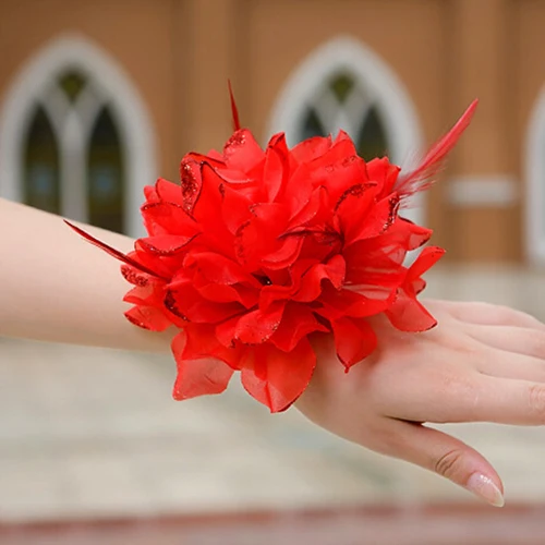 Bridal Wedding Party Flower Headband Elastic Pin Hair Wrist Band Corsage Decor Wristband pin hair wrist corsage brooch dance sho